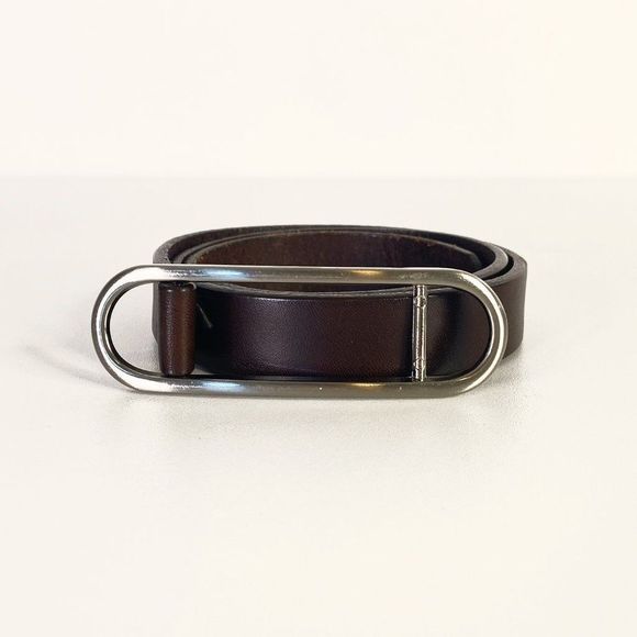Eddie Bauer Dark Brown Genuine Leather Thin No Hole Belt - Picture 1 of 3